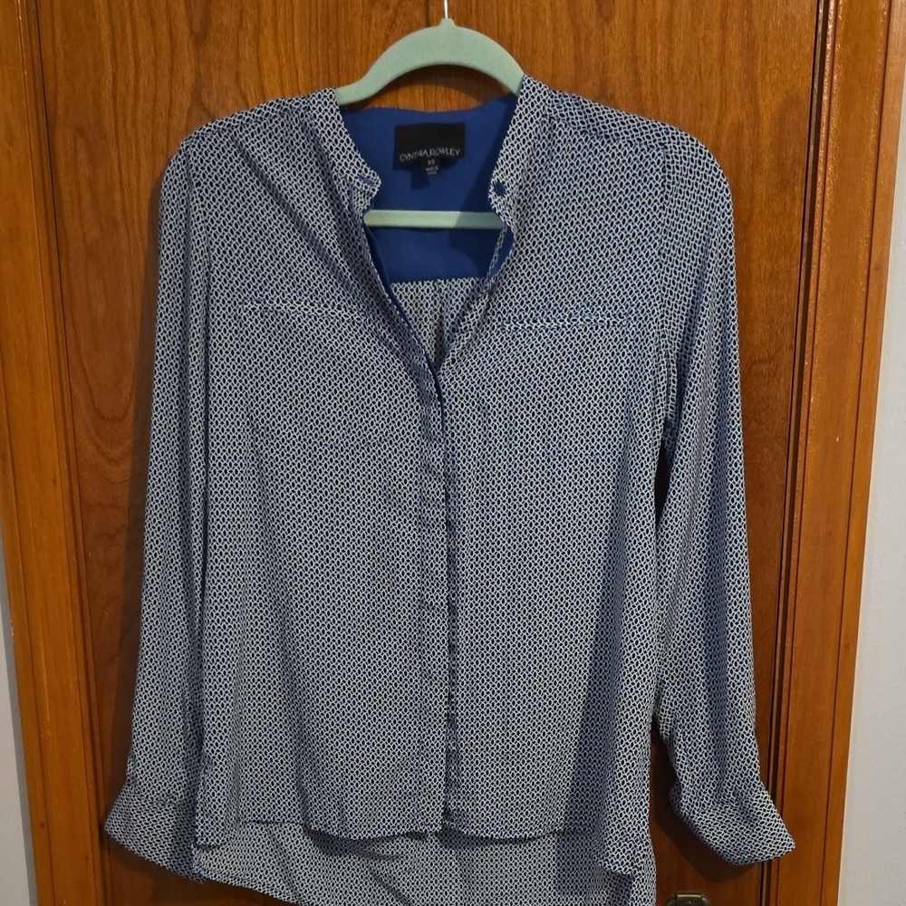 Cynthia Rowley Blue and White Button Down Shirt